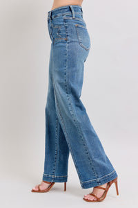 Judy Blue Stars Seam Wide Leg HW Jeans