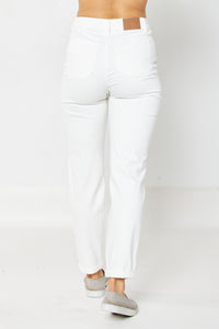 Judy Blue Tie Up White Denim HW Jogger