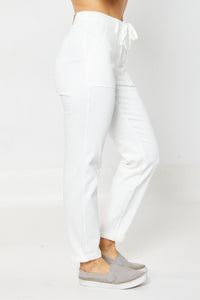 Judy Blue Tie Up White Denim HW Jogger