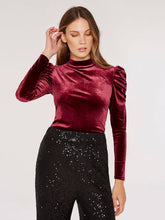 Load image into Gallery viewer, Velvet Rouched Shoulder Top
