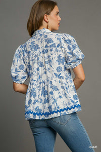 Blooming Blue Ric Rac Top