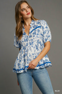 Blooming Blue Ric Rac Top