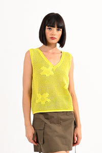 The Chartreuse Flower Sweater Tank