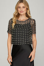 Load image into Gallery viewer, Lurex Lace Pearl Short Sleeve Top
