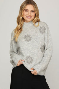 Sparkling Snowflake Grey Sweater