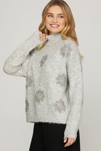 Sparkling Snowflake Grey Sweater