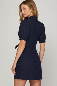 Embrace The Joy Navy Eyelet Dress