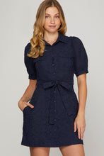 Load image into Gallery viewer, Embrace The Joy Navy Eyelet Dress
