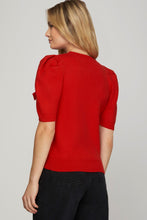 Load image into Gallery viewer, Radiant Red Bow Sweater Top
