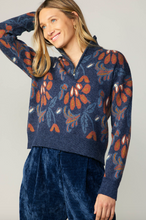 Load image into Gallery viewer, Floral Jacquard Quarter Zip Sweater
