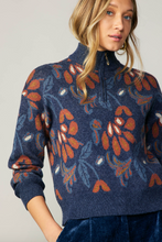 Load image into Gallery viewer, Floral Jacquard Quarter Zip Sweater
