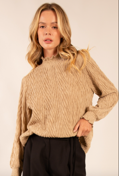 Relaxed Elegance Caramel Turtleneck Top