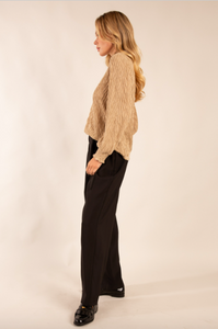 Relaxed Elegance Caramel Turtleneck Top