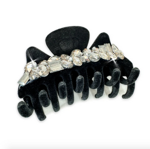 Black Velvet Rhinestone Claw Clip