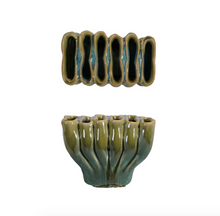 Load image into Gallery viewer, Reactive Glaze Green Sculptural Vase
