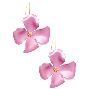 18k Gold Plating Metallic Flower Drop Earring