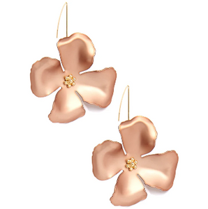 18k Gold Plating Metallic Flower Drop Earring