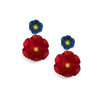 Metallic Double Flower Earring