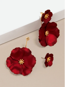 Metallic Double Flower Earring