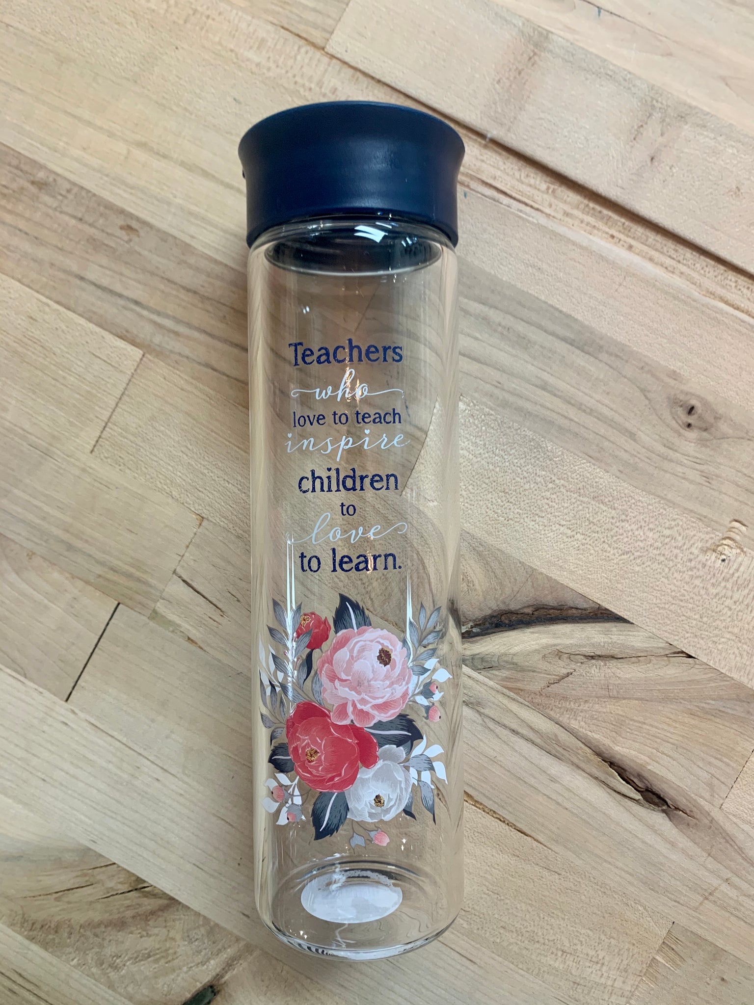 Flower Power Glass Water Bottle