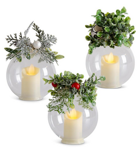 Mistletoe Glass LED Flicker Ornaments