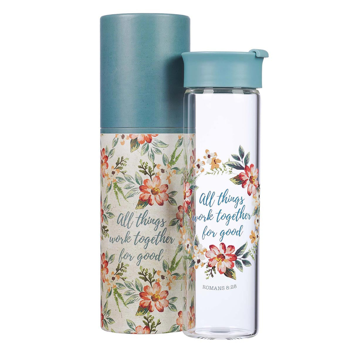 Flower Power Glass Water Bottle